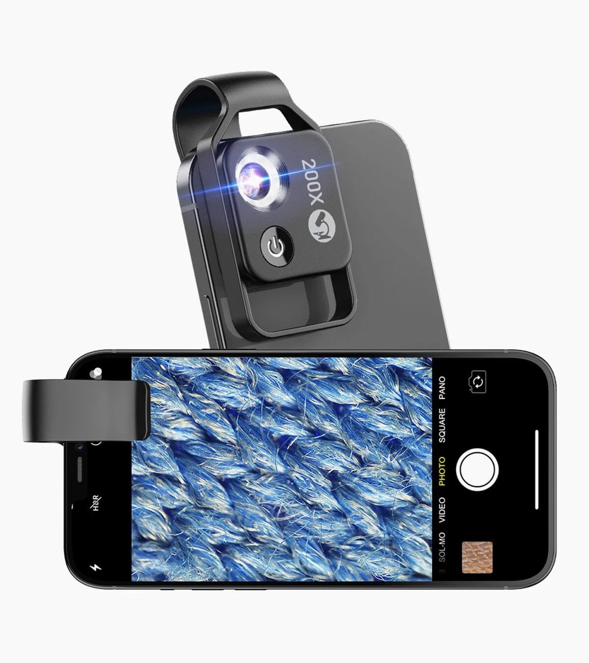 APEXEL 200x Mobiilimikroskooppi, Mini Taskumikroskooppi, 6 LED-valo-opasta, 2 kirkkaustason säätöä, Suurennus Makrolinssisarja Puhelinkameraan
