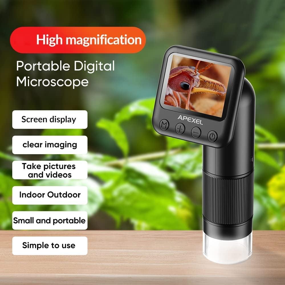 APEXEL Käsikäyttöinen Digitaalinen Mikroskooppi 12X-24X Kannettava Mikroskooppi 2,0 Tuuman LCD-näyttö 2MP Kuva 720P Video LED-valoilla