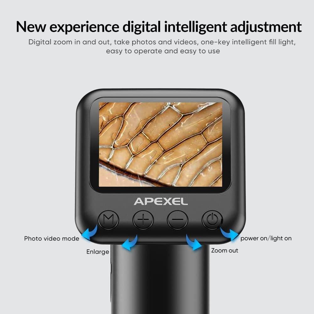 APEXEL Käsikäyttöinen Digitaalinen Mikroskooppi 12X-24X Kannettava Mikroskooppi 2,0 Tuuman LCD-näyttö 2MP Kuva 720P Video LED-valoilla