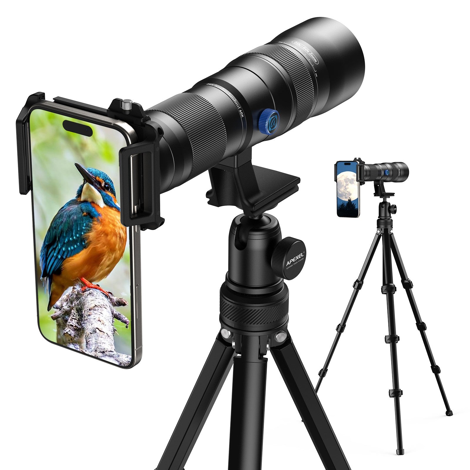 APEXEL Telecular 20–60x ammattitasoinen kompakti zoomobjektiivi älypuhelimille