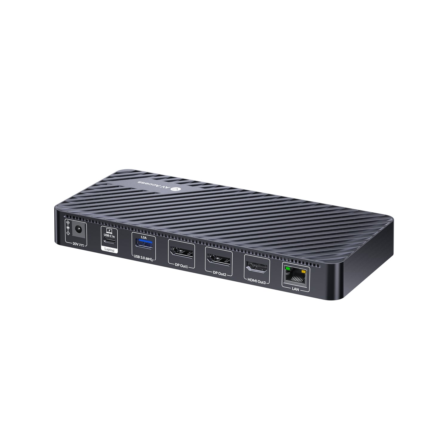 AV Access KD-S03 1–12 USB-C Telakointiasema kolmella näytöllä 2xDP 1xHDMI 4K60Hz 2K 144Hz