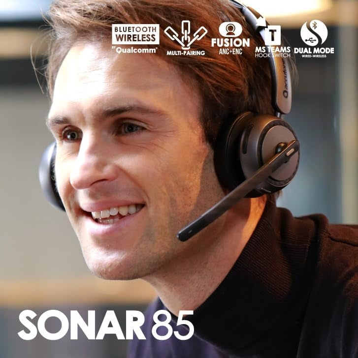 Accutone Sonar 85 Bluetooth langaton headset mikrofonilla, Bluetooth-headset aktiivisella melunvaimennuksella