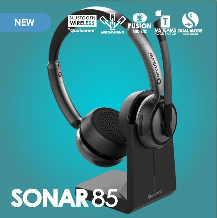 Accutone Sonar 85 Bluetooth langaton headset mikrofonilla, Bluetooth-headset aktiivisella melunvaimennuksella