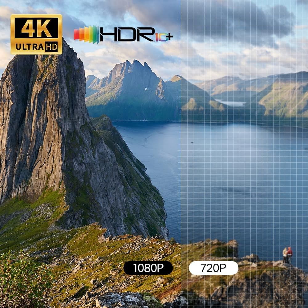 NÖRDIC Smart Projektori Android 13.0, Native 1080P, Auto Keystone, 300ANSI 4K HDR Tuki, Käännettävä Design WiFi 6 & BT, Näytön peilaus, ARC