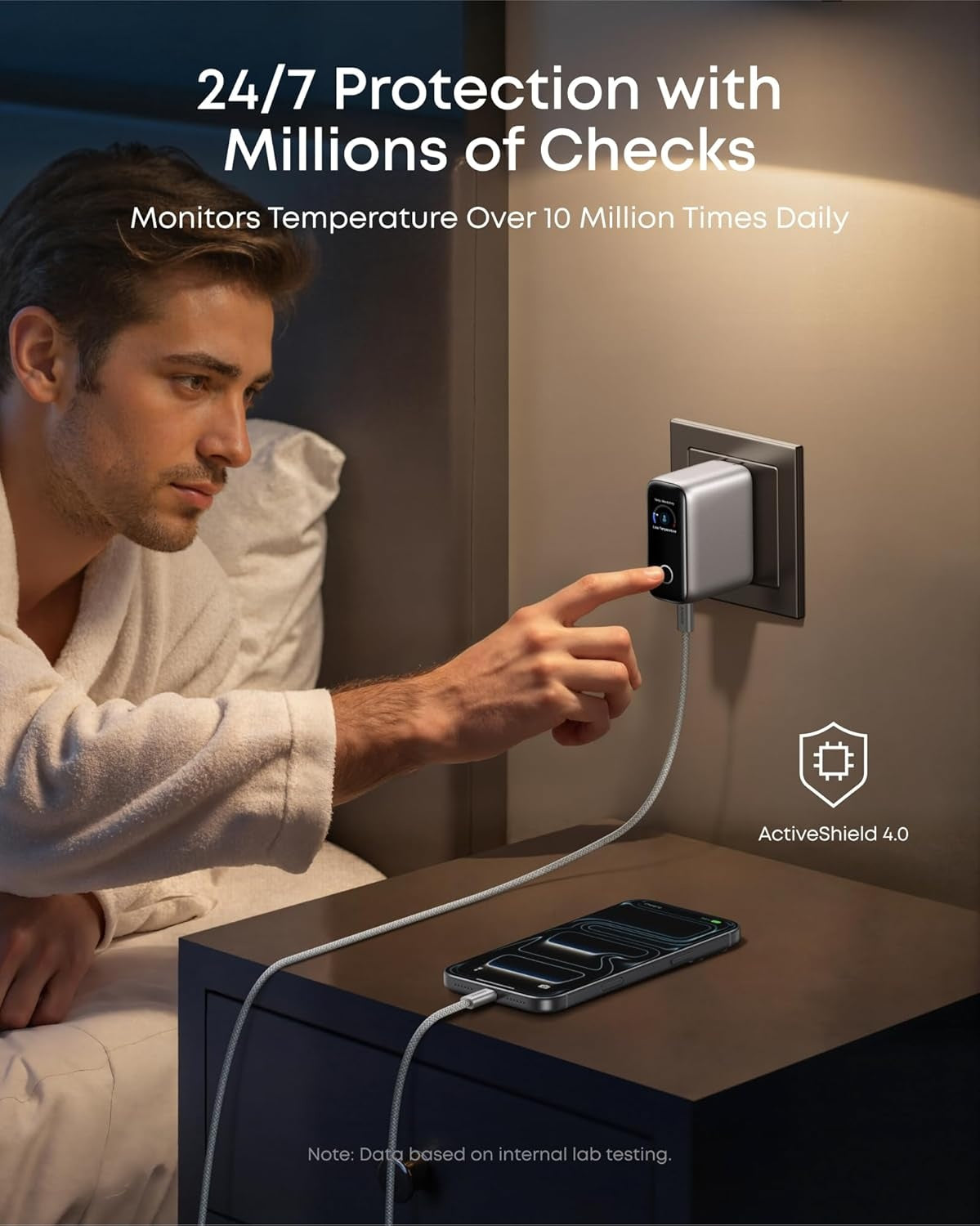 Anker 100 W USB-C Ultra-kompakti 3-porttinen GaN-pikalaturi älynäytöllä ja kosketusohjauksella