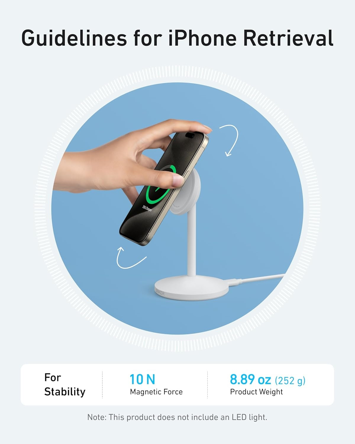 Anker MagGo 15W langaton laturi USB-C-kaapelilla, Qi2-langaton laturi, iPhone 16/15/14/13-sarjalle ja AirPods-kuulokkeille