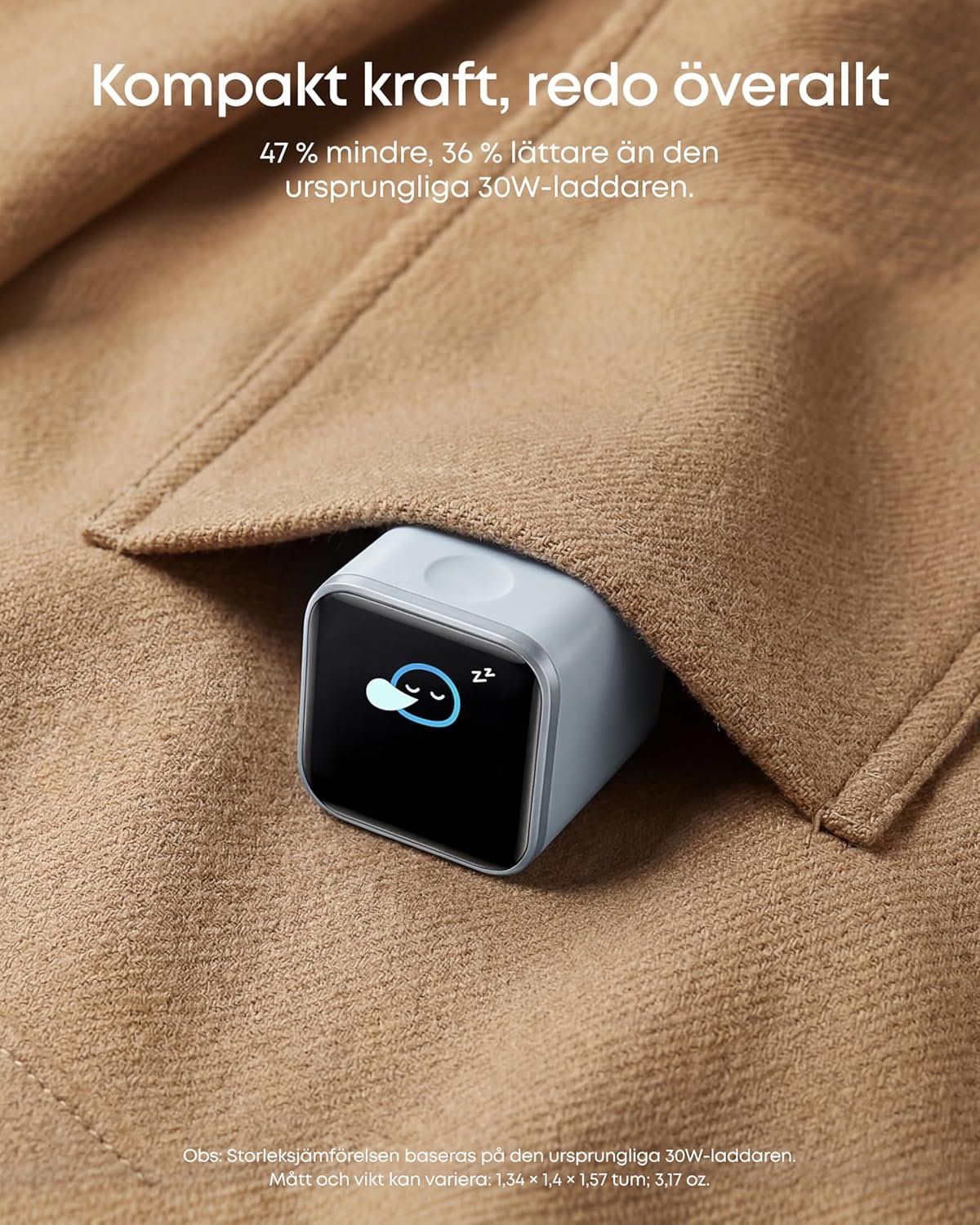 Anker Nano 45W Smart Display USB-C -laturi 45W, valkoinen
