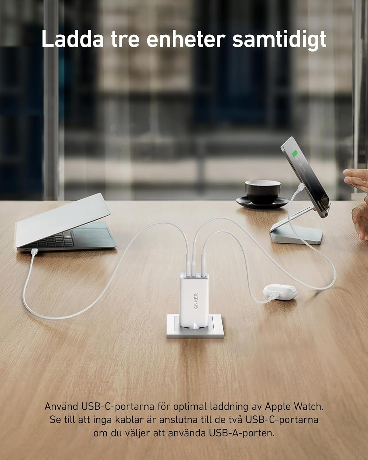 Anker Nano 65 W USB-C laturi, 3-porttinen PPS-pikalaturi, iPad-laturi