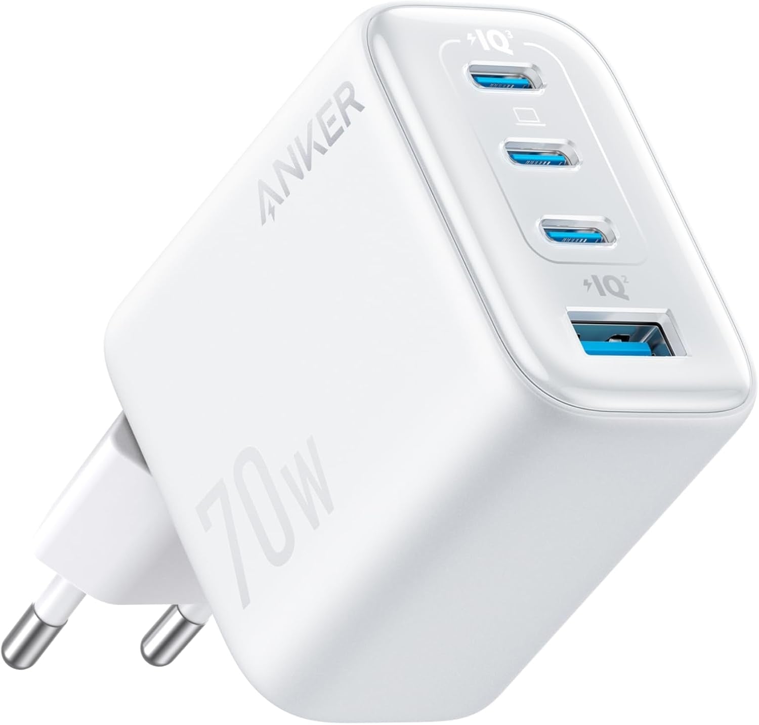 Anker Zolo Ultra Fast 70W USB-C 4-Port laturi, kompakti ja vakaa iPhone 16/15, MacBook Air, iPad, Pixel, Galaxy -laitteille