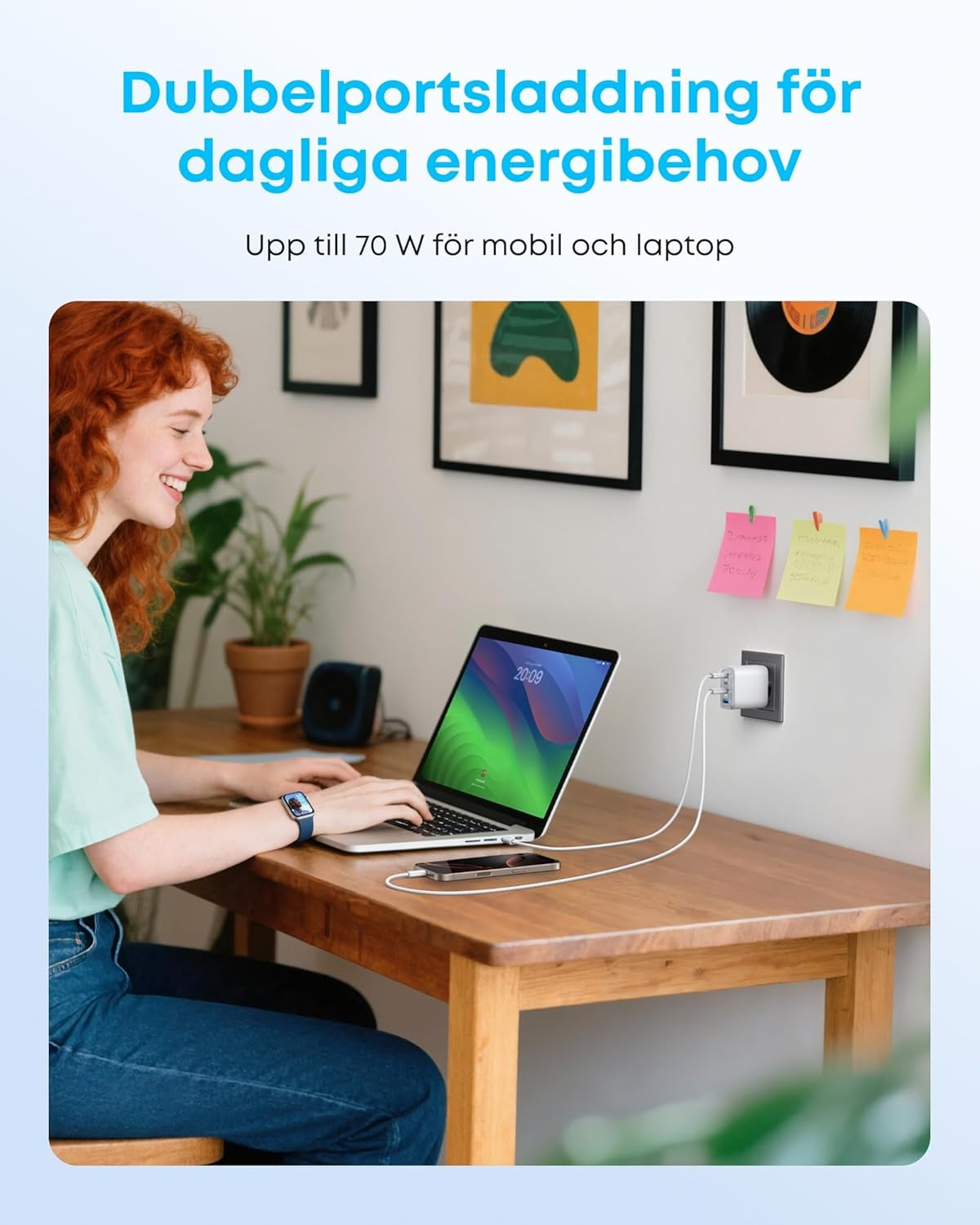 Anker Zolo Ultra Fast 70W USB-C 4-Port laturi, kompakti ja vakaa iPhone 16/15, MacBook Air, iPad, Pixel, Galaxy -laitteille