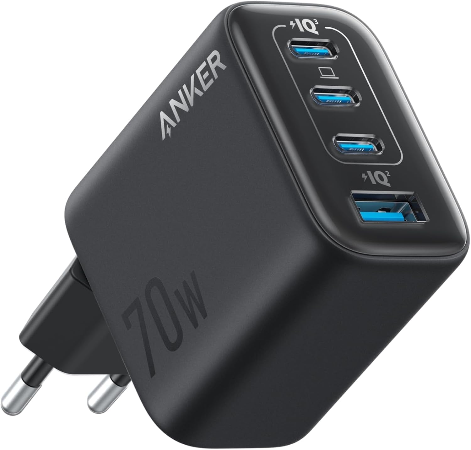 Anker Zolo Ultra Fast 70W USB-C 4-Port laturi, kompakti ja vakaa iPhone 16/15, MacBook Air, iPad, Pixel, Galaxy -laitteille