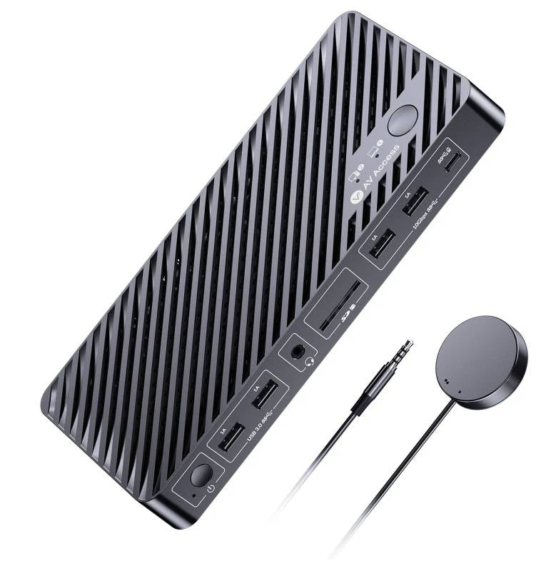 AV Access iDock M10 USB-C KVM-Switch Telakointiasema 2 to 2 MacBookille, Kaksi 4K HDMI-näyttöä, 1x Kannettava + 1x PC, 100W Lataus
