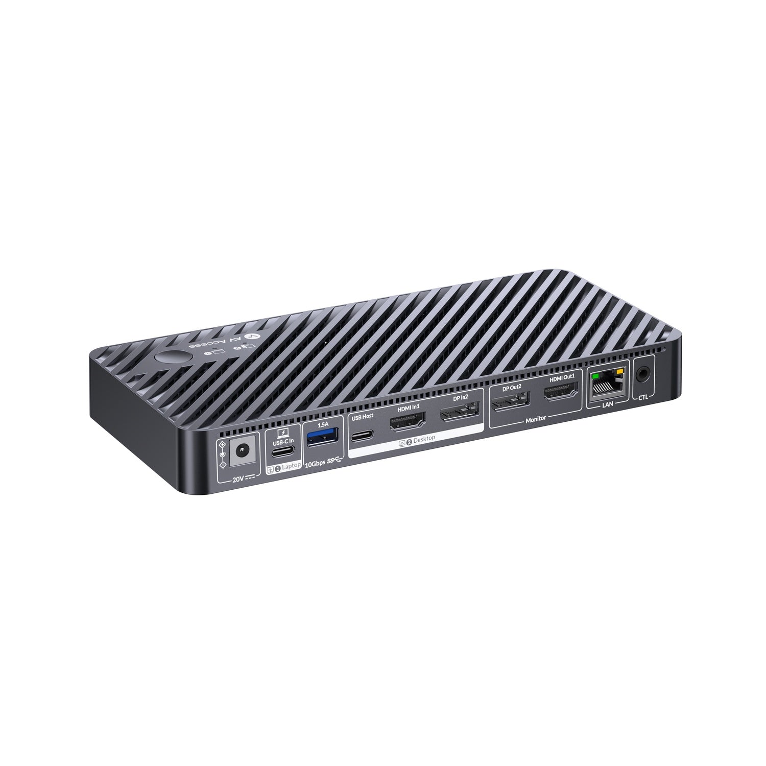 AV Access iDock B10 USB-C KVM-Switch Telakointiasema 2:stä 2:een yhdelle Kannettavalle & yhdelle Pöytäkoneelle, 8K@60Hz Kaksinäyttö, 100W Lataus, USB 3.2, 1G Ethernet
