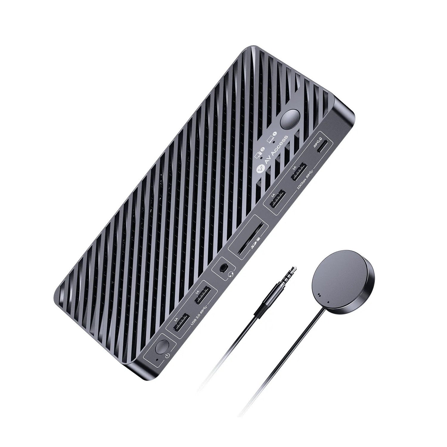 AV Access iDock B10 USB-C KVM-Switch Telakointiasema 2:stä 2:een yhdelle Kannettavalle & yhdelle Pöytäkoneelle, 8K@60Hz Kaksinäyttö, 100W Lataus, USB 3.2, 1G Ethernet