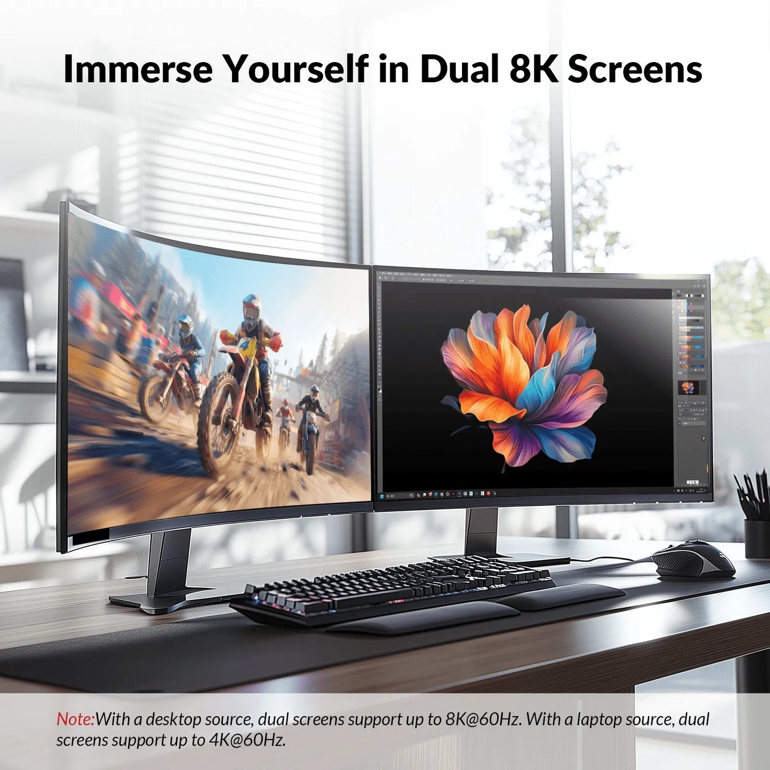 AV Access iDock B10 USB-C KVM-Switch Telakointiasema 2:stä 2:een yhdelle Kannettavalle & yhdelle Pöytäkoneelle, 8K@60Hz Kaksinäyttö, 100W Lataus, USB 3.2, 1G Ethernet