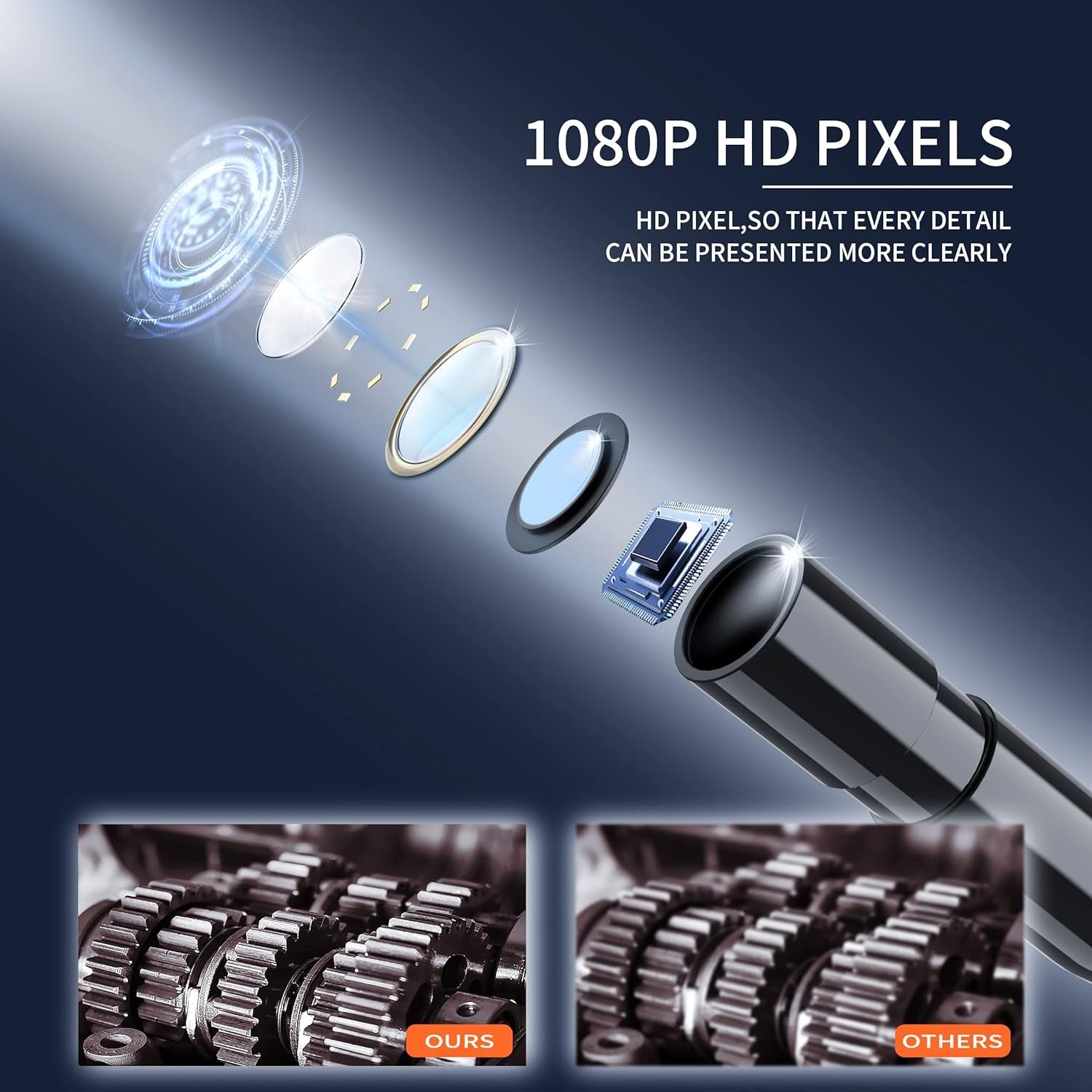NÖRDIC 4,3" endoskooppikamera 8 LED-valolla, IP67 vedenpitävä 1080P HD 5m kaapeli