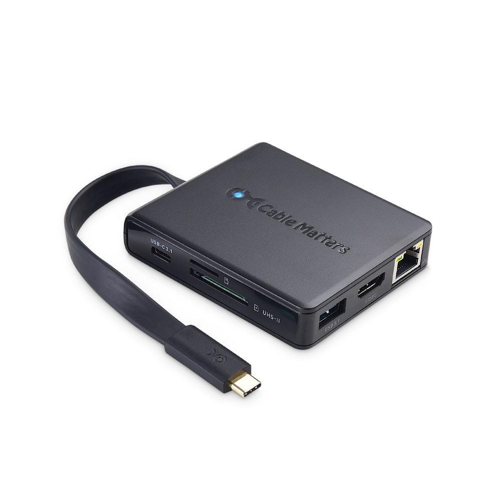 Cable Matters 1–8 USB-C-telakointiasema HDMI 4K30Hz PD80W 2xUSB-C 5Gbps RJ45 Giga Lan Micro SD ja SD-kortti