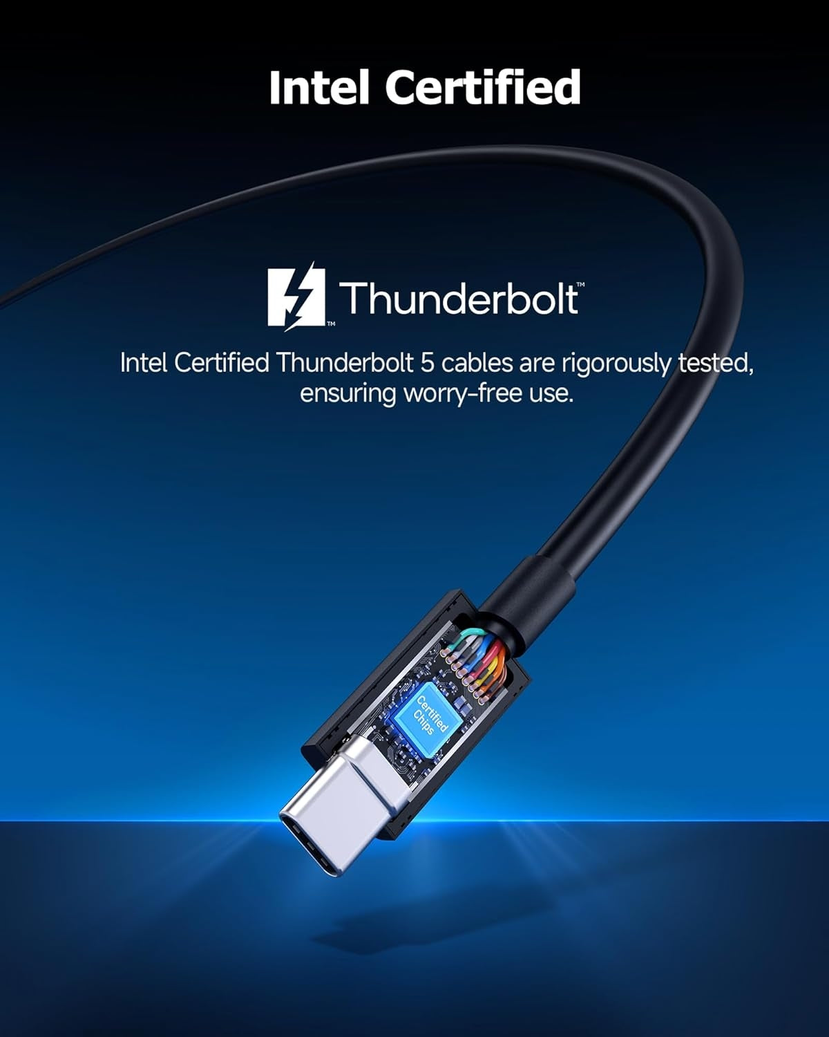 Cable Matters Intel Sertifioitu 80G Thunderbolt 5 Kaapeli kulmaplugi 240W latausteho - 0,8m, Yhteensopiva Thunderbolt 4, USB4 ja USB-C kanssa, Musta
