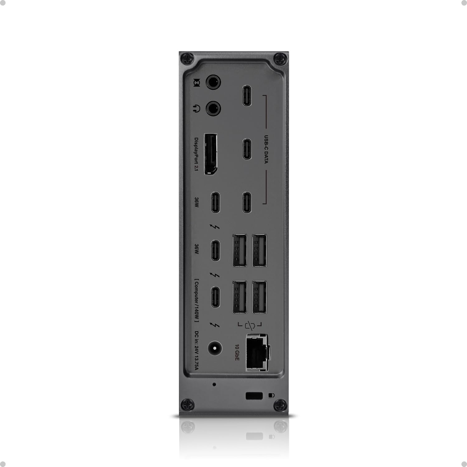 CalDigit TS5 Plus - 20 Porttia Thunderbolt 5 Telakointiasema, 140W Lataus, 3X 80Gb/s Thunderbolt 5, 10x 10Gb/s USB Porttia