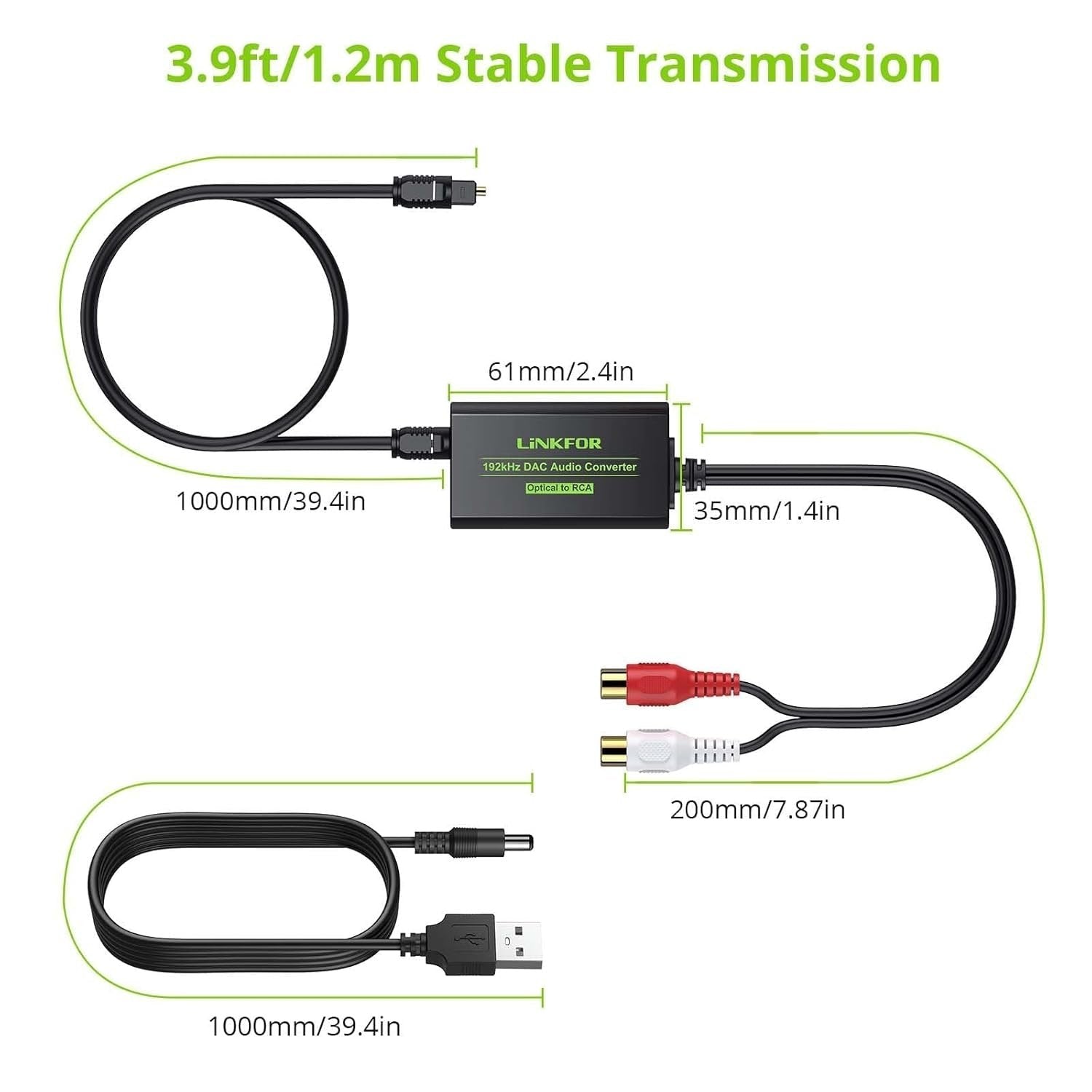 DAC-muunnin 192kHz digitaali-analogimuunnin optinen SPDIF Toslink analogiseen stereoääneen naaras RCA L/R -äänisovitin