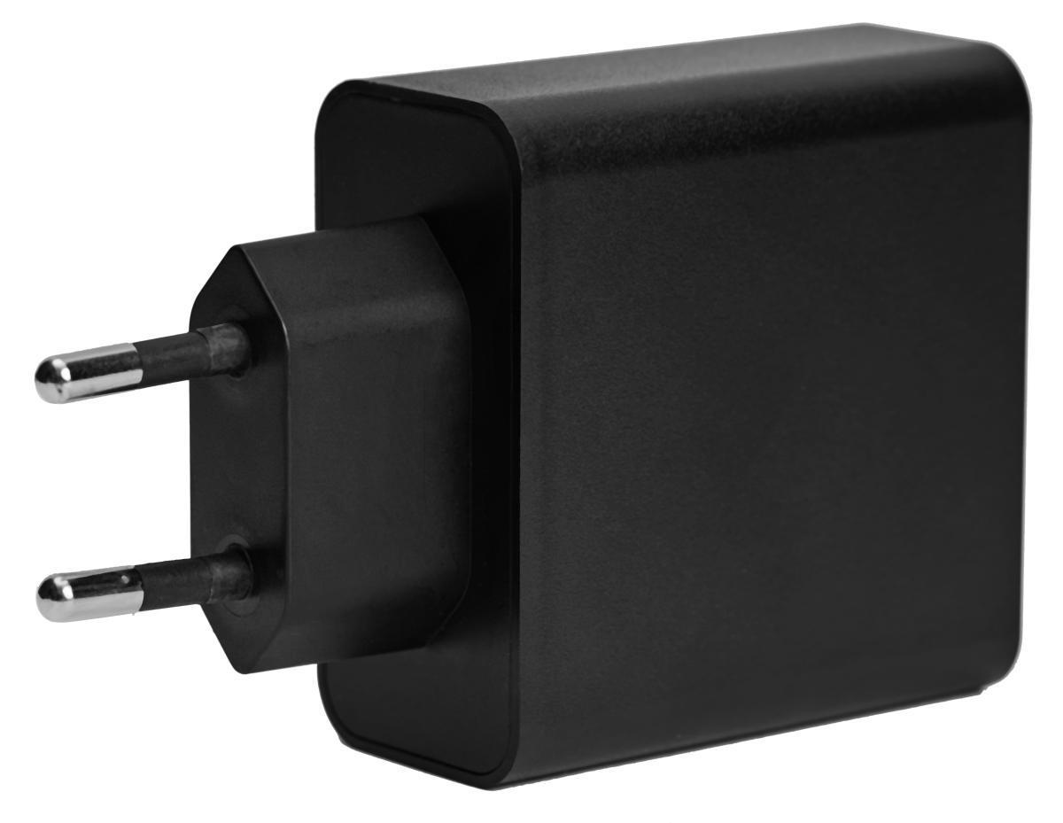 DELTACO USB-seinälaturi kahdella portilla ja PD, 1x USB-A, 1x USB-C, PD, 36 W, musta