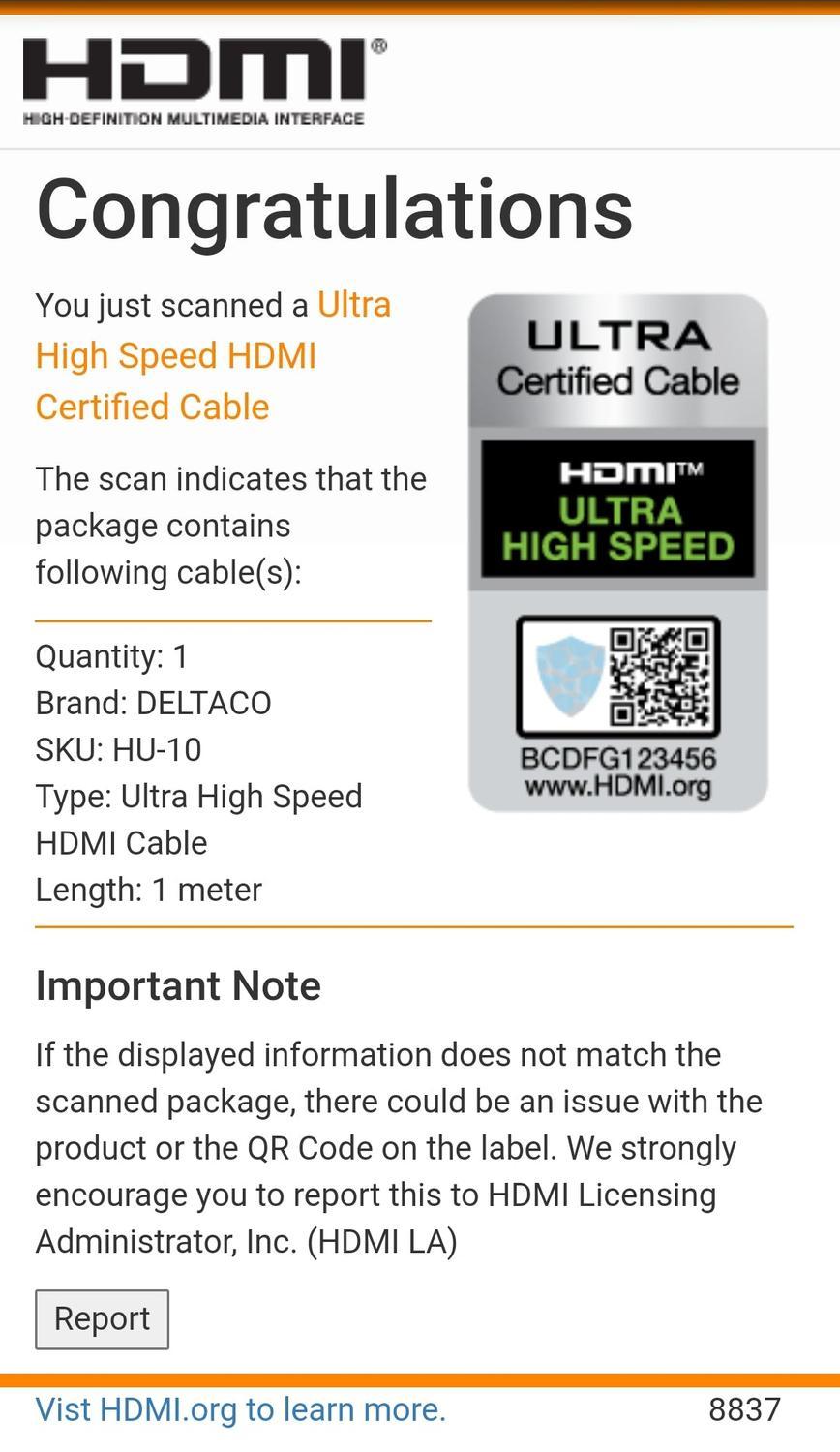 DELTACO sertifioitu HDMI2.1 Ultra High Speed 8K 60 Hz 4K 120 Hz 48 Gb/s Dynamic HDR eARC-pelitila VRR Dolby ATMOS, kullattu, 1 m