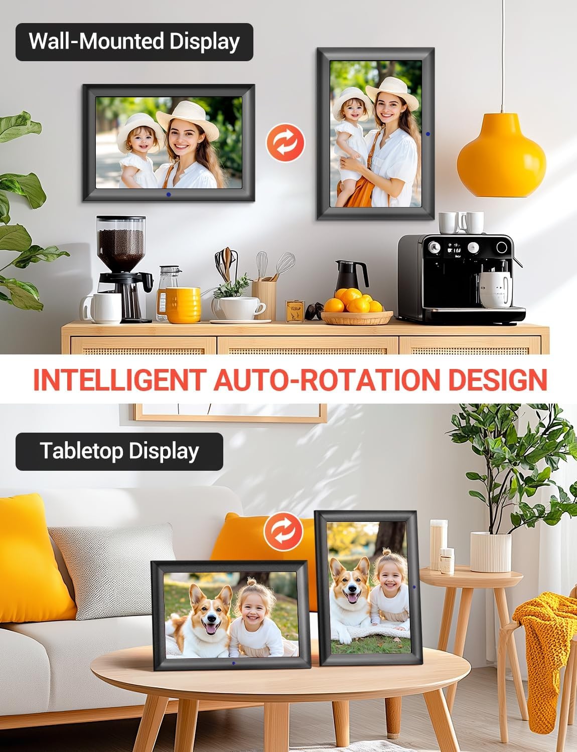 Digital Photo Frame 10.1 Inch Electronic Photo Frame 1280 x 800 IPS without WiFi with Remote Control Supports USB or SD Card