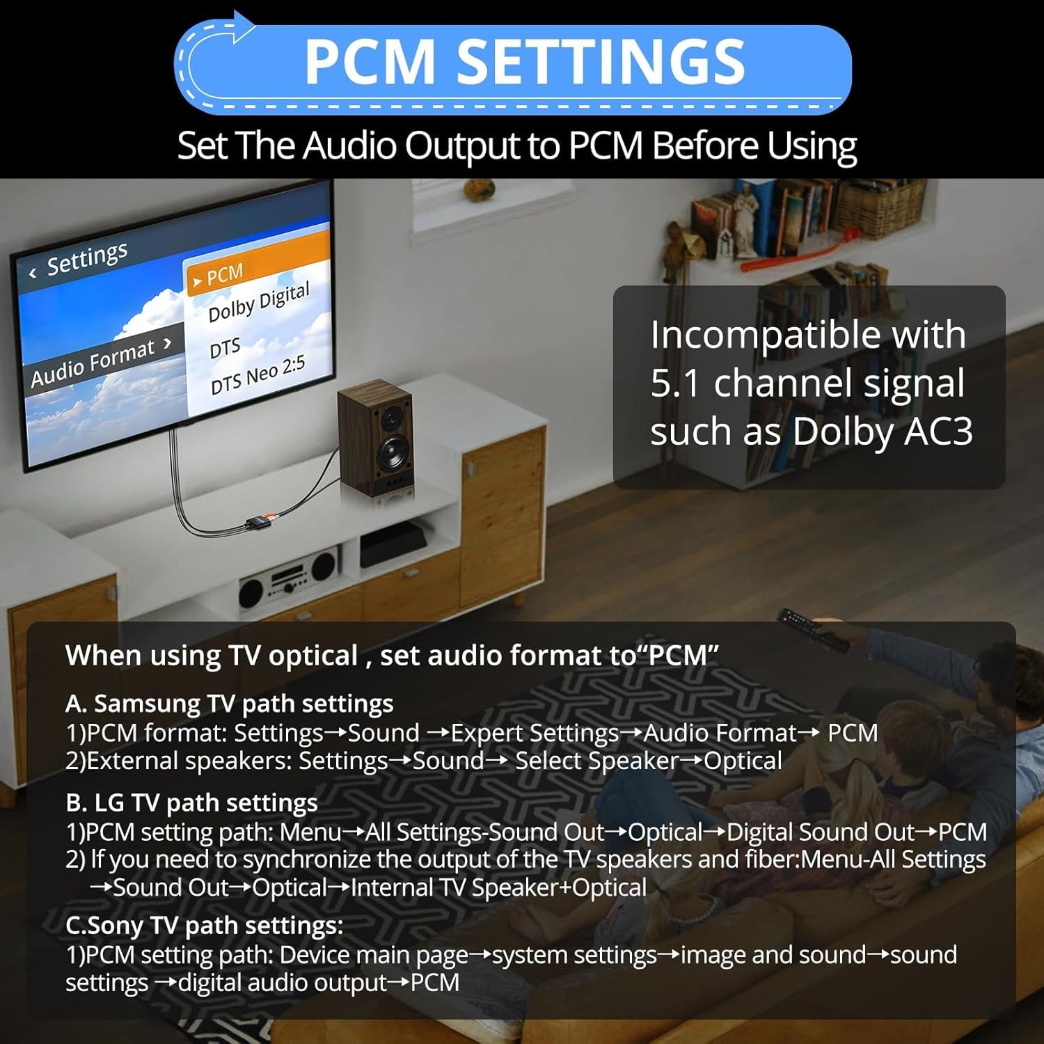 Digital to Analog Audio Converter,192kHz Optical to RCA,Optical to 3.5mm DAC,SPDIF/Toslink