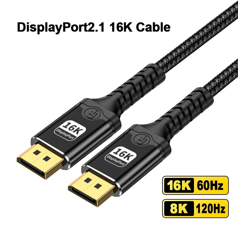 DisplayPort 2.1 kaapeli 5m DP80 UHBR20 80Gbps 16/10/8K60Hz 4K165/144Hz DSC1.2a HDR HDCP2.2 FreeSync G-Sync