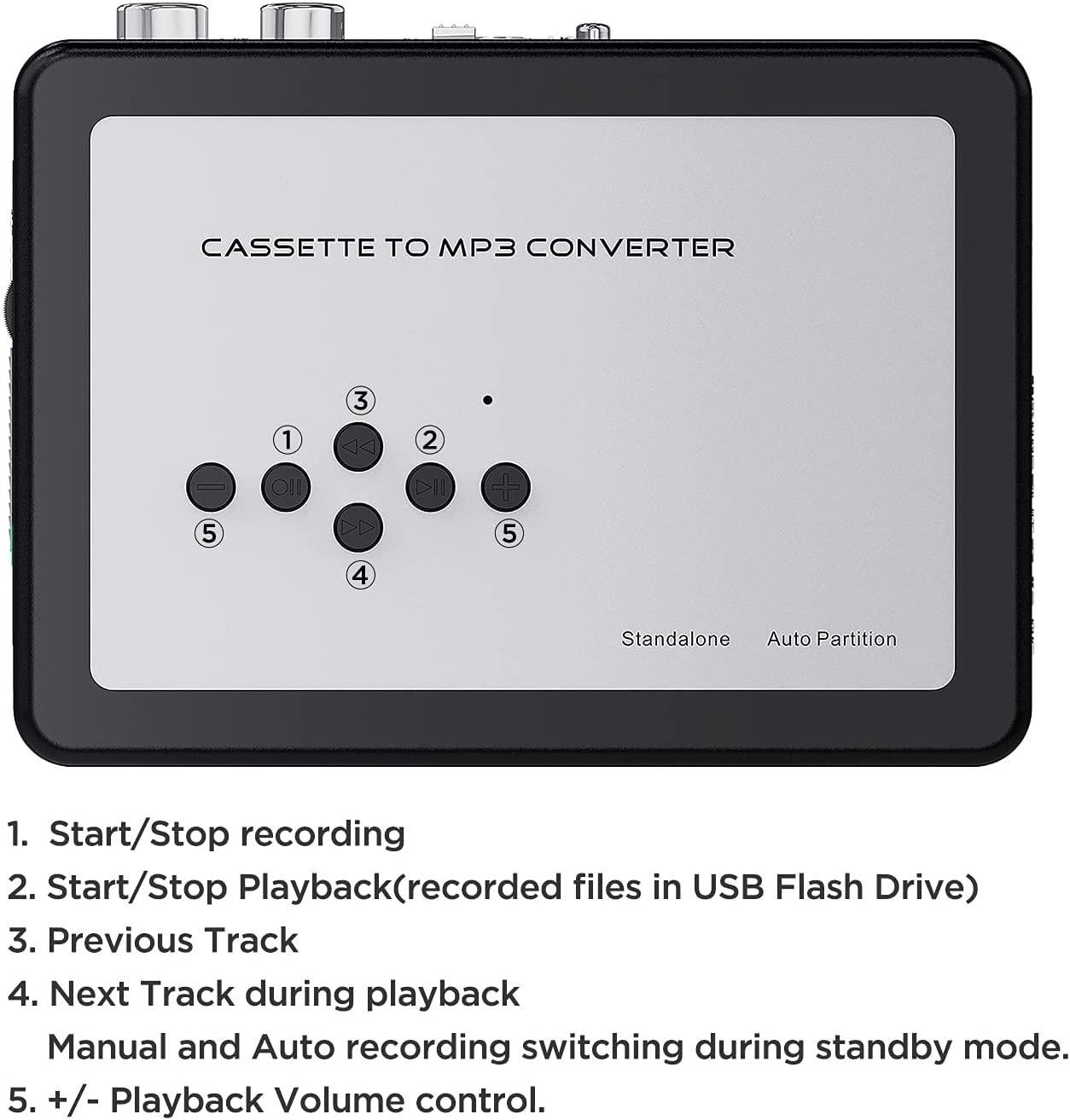 Ezcap Cassette to MP3 Converter Digitaalinen kasettisoitin muuntaa nauhat MP3:ksi USB-muistitikuksi Ei vaadi tietokonetta