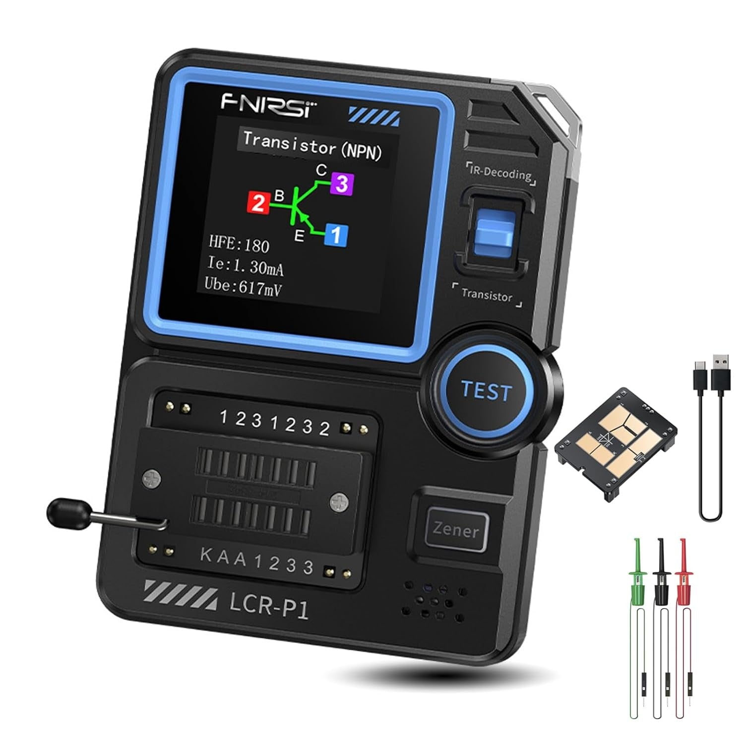 FNIRSI LCR-P1 Monitoimi LCR Transistori Kondensaattori Testeri