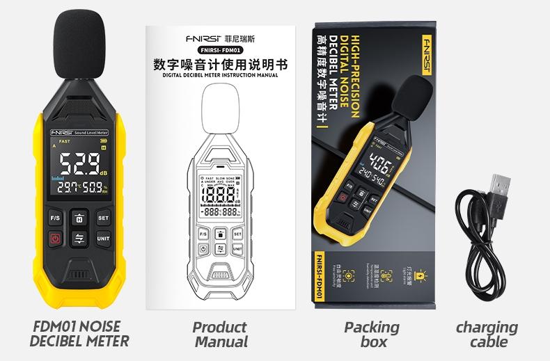 FNIRSI FDM01 digitaalinen melu- ja äänimittari 30~130dB