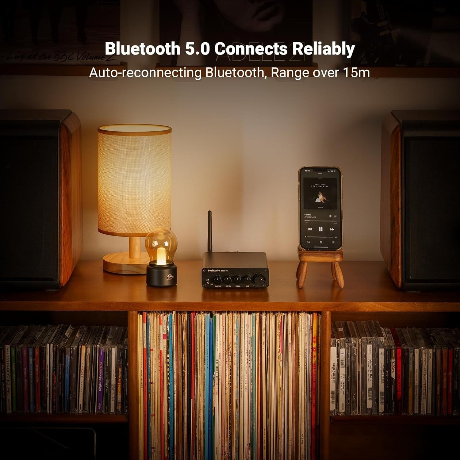 Fosi Audio BT30D Bluetooth 5.0 stereoäänivastaanotinvahvistin 2.1-kanavainen minihifi-luokan D integroitu vahvistin 2x50 wattia