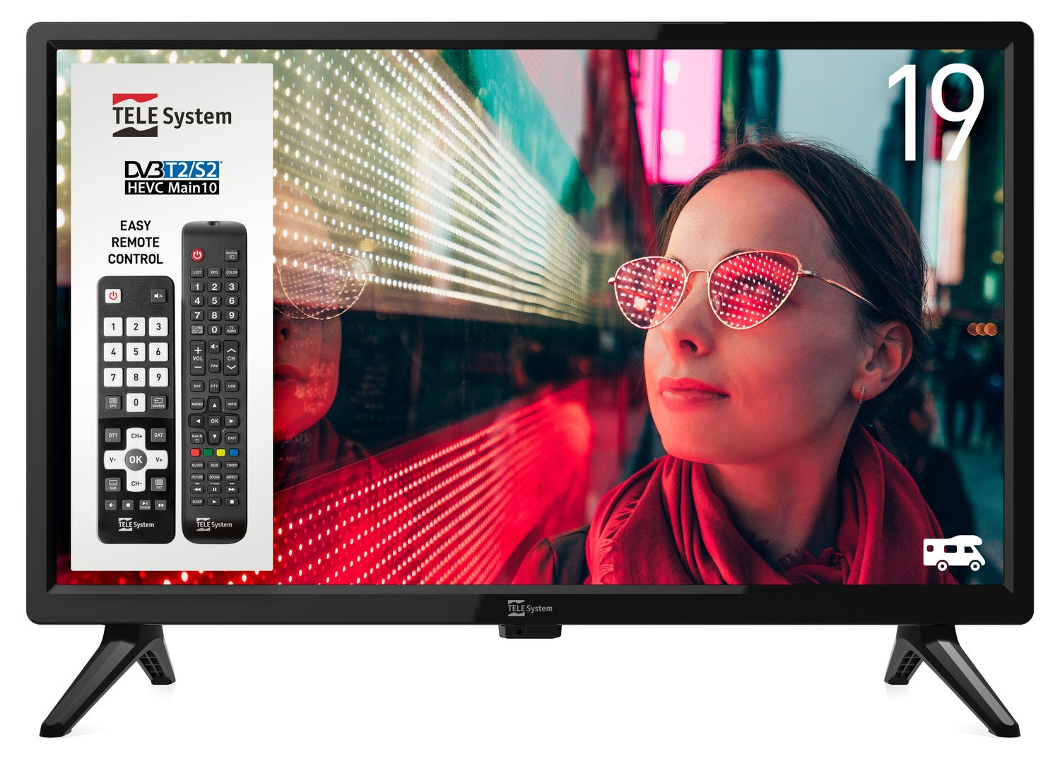 Full HD TV 19tum 12V DC 100-240V för båt husvagn husbil DVB-T2 DVB-S2 VESA 100x100 PALCO PALCO 19LS13