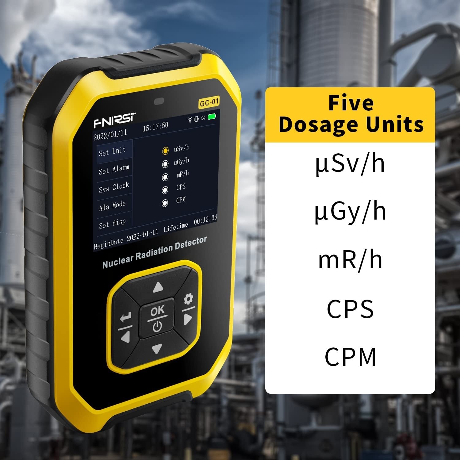 FNIRSI GC-01 Geiger-mittari - Dosimetri LCD-näytöllä