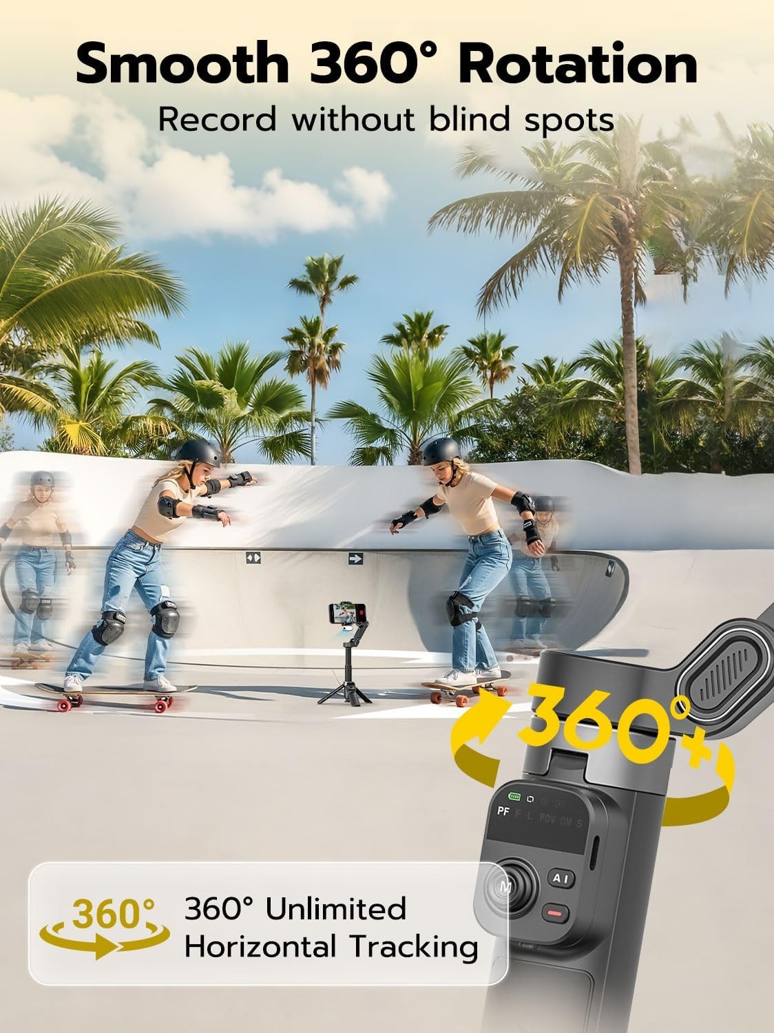 Käsikäyttöinen 3-akselinen tärinänvaimennettu gimbal-stabilisointilaite iPhonelle AI-seurantamoduuli täytevalolla Eleohjaus ja yhden painalluksen jalustan vapautus