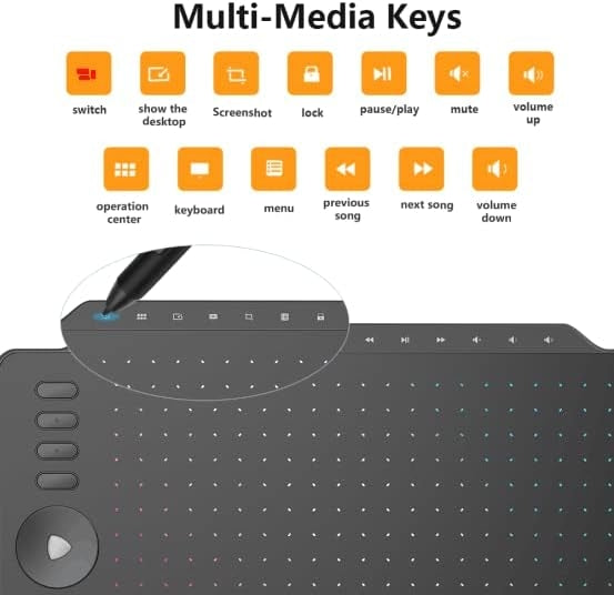 GAOMON Graafinen Piirtoalusta 12" 8 pikanäppäimellä & 13 multimedia-näppäimellä