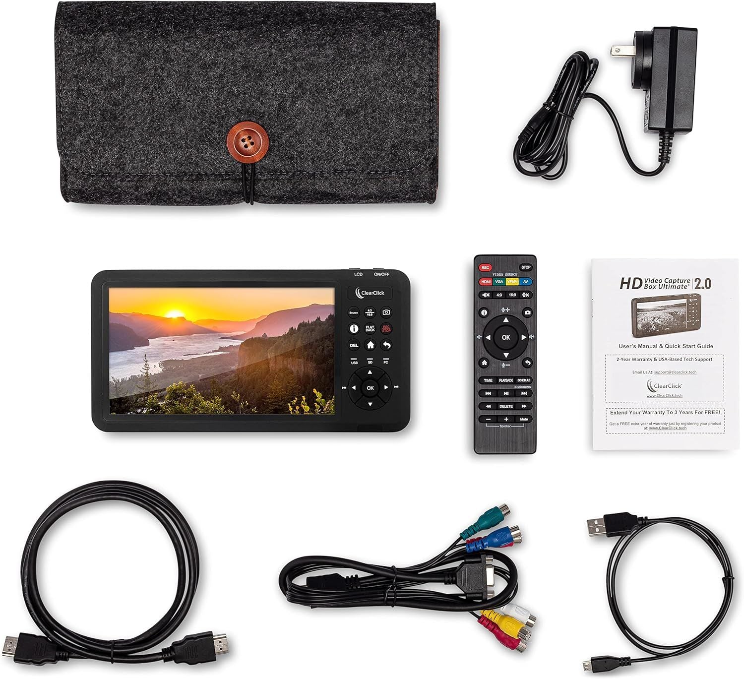 HD-videotallennuslaite, video HDMI:stä, RCA:sta, VHS:stä, VCR:stä, DVD:stä, videokamerasta, Hi8:sta