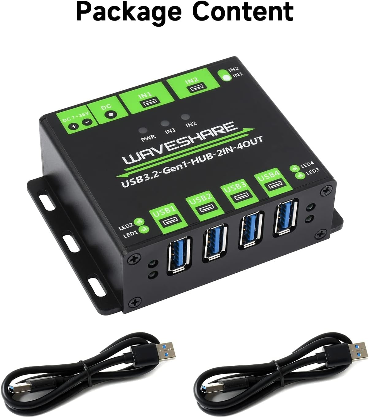 Teollinen USB HUB kahdelle tietokoneelle neljään USB 3.2-porttiin, vaihdettava, asennettava, yhteensopiva Windows Linux Mac
