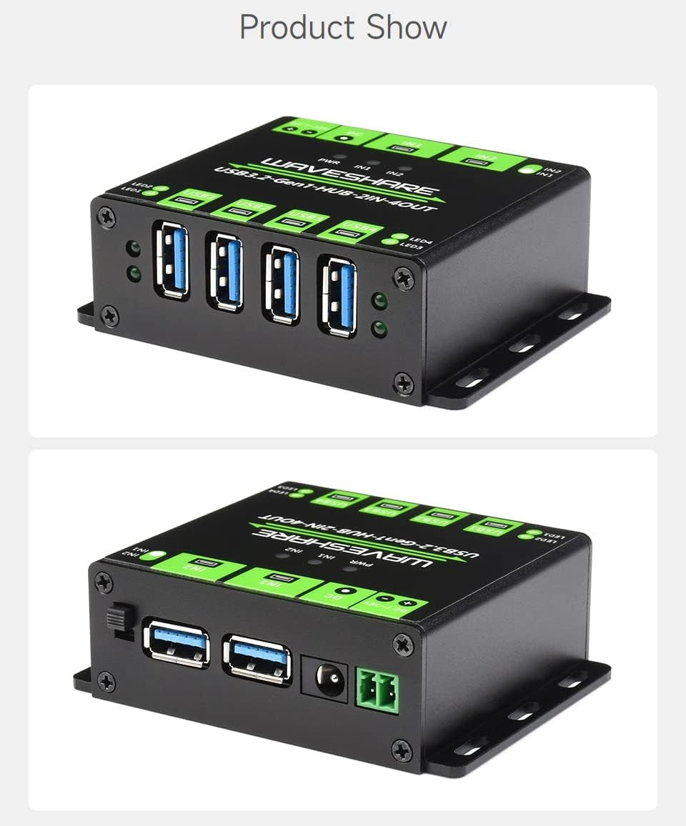Teollinen USB HUB kahdelle tietokoneelle neljään USB 3.2-porttiin, vaihdettava, asennettava, yhteensopiva Windows Linux Mac