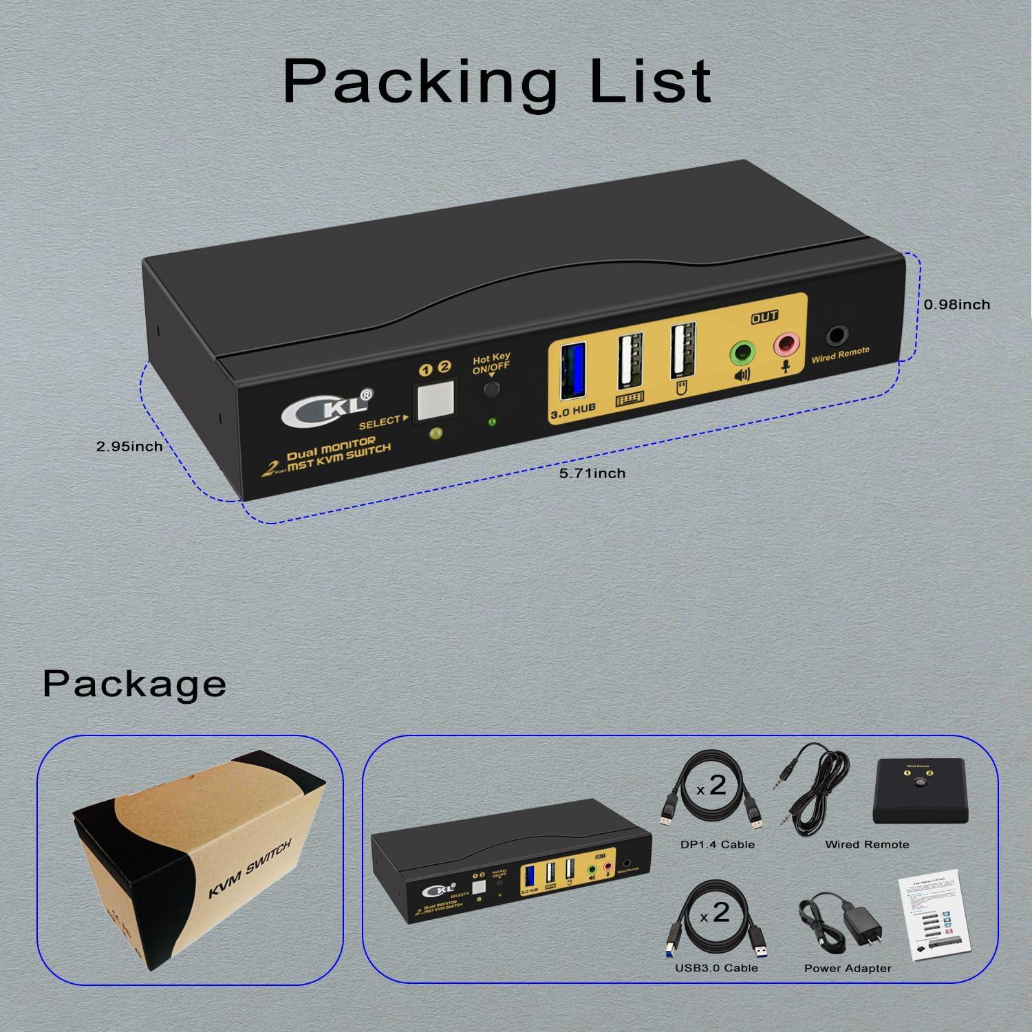 NÖRDIC KVM-kytkin 2x2 kaksoisnäyttö 1x näyttöportti 1x HDMI 4K60Hz