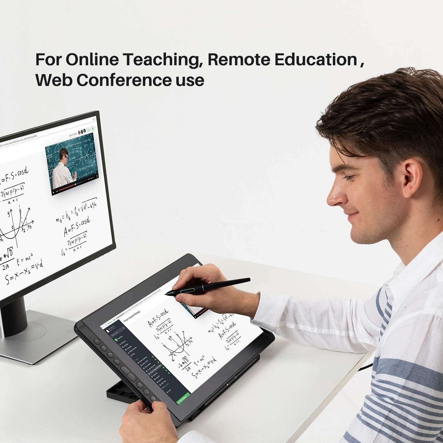Kamvas 16 2021 Graphics Tablet with Display, 15.6 Inch Full Laminate Screen Pen Display, 10 Programmable Push Buttons, 8192 Levels Battery-Free Pen