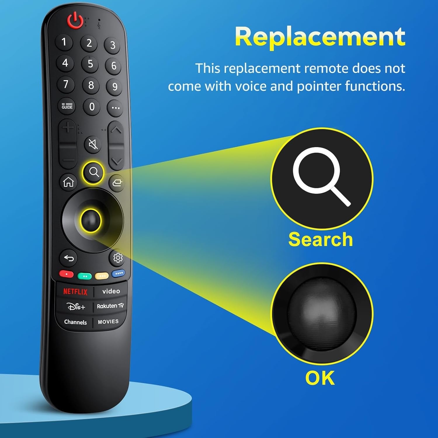 LG TV -kaukosäädin, yleismalli LG Magic Remote Smart TV:lle ilman ääni- ja osoitintoimintoa, korvaa alkuperäiset LG MR24GA-, MR23GA-, MR22GN- ja MR21GA-kaukosäätimet