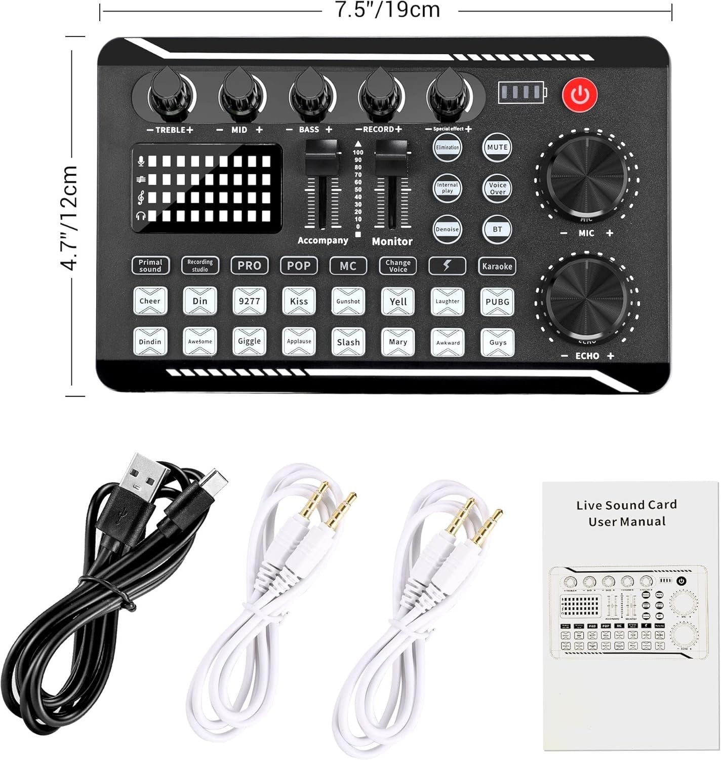 Live Sound Card -äänimikseri, podcast-ääniliitäntä DJ-miksaustehosteilla PS4-, PS5-, karaoke-, TikTok-, YouTube-, suoratoisto-, tallennus- ja pelikäyttöön