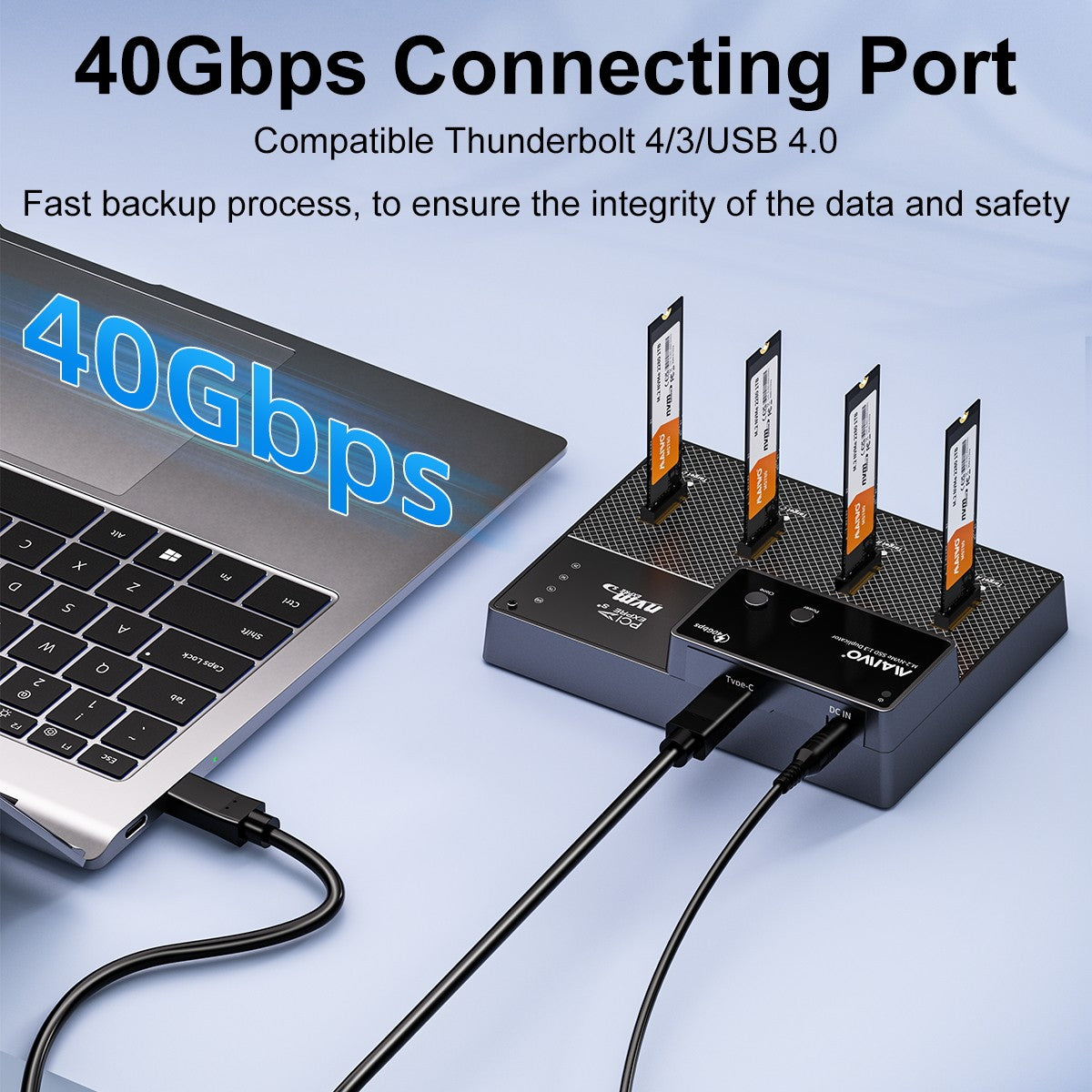 MAIWO 4 Bay M.2 NVMe SSD USB4.0 Dock, Cloner Duplicator, Supports 1-to-3 Offline Clone & Software RAID,40Gbps compatible with Thunderbolt 4/3