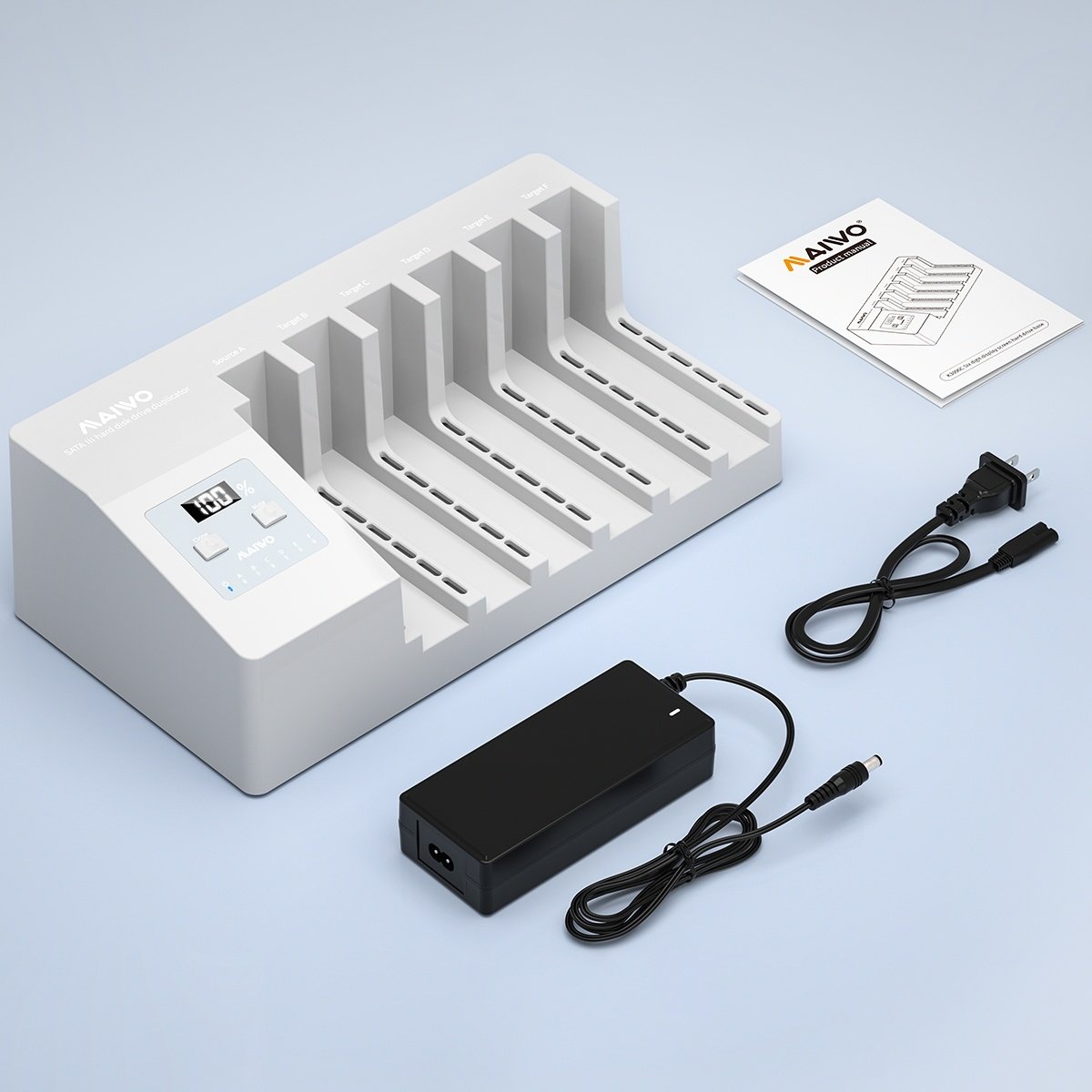 MAIWO 6x HDD:n kloonaus ja telakointiasema, 2,5"/3,5" SATA HDD, USB-C 3.0 5Gbps