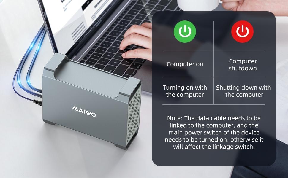 MAIWO K35282C USB-C 3.1 ulkoinen kaappi alumiinia 2x 3,5" SATA-kiintolevylle RAID-tuella