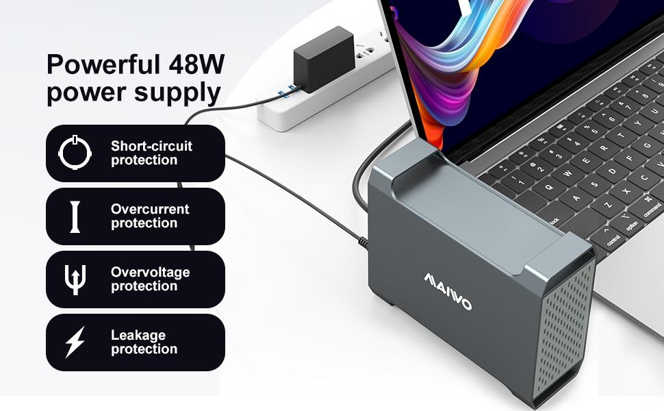MAIWO K35282C USB-C 3.1 ulkoinen kaappi alumiinia 2x 3,5" SATA-kiintolevylle RAID-tuella