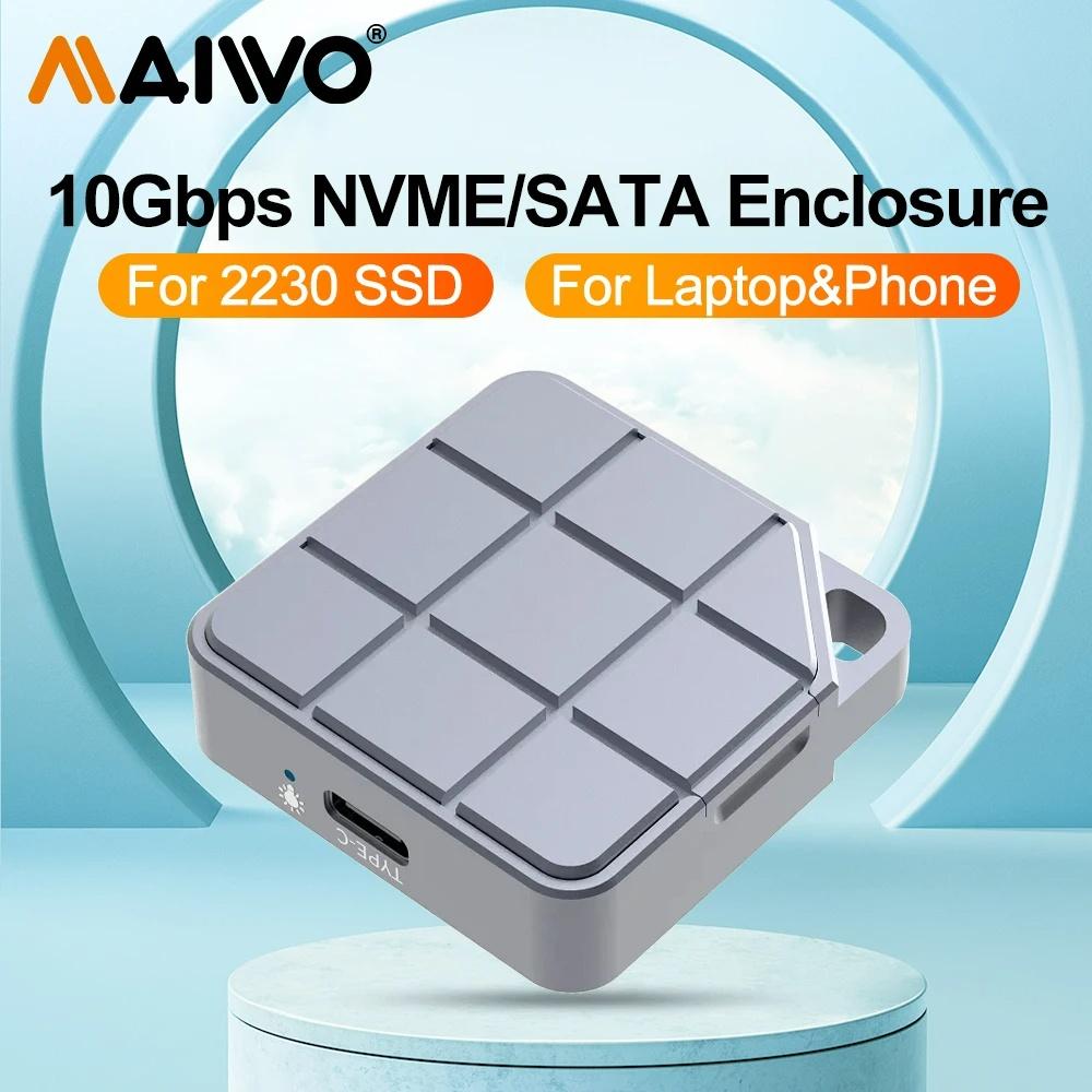 MAIWO M.2 2230 NVMe ja SATA SSD mini ulkoinen kotelo USB 3.2 Gen 2 10 Gbps