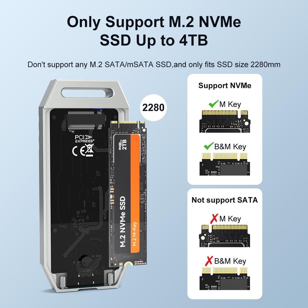 MAIWO USB4.0 NVMe ulkoinen kaappi 8TB M ja B&M avain 2280